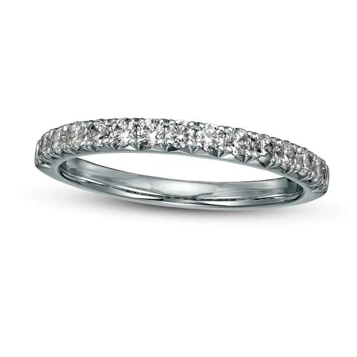 Goldia Rings 050 CT TW Certified LabCreated Diamond Band in Solid 14K White Gold FVS2