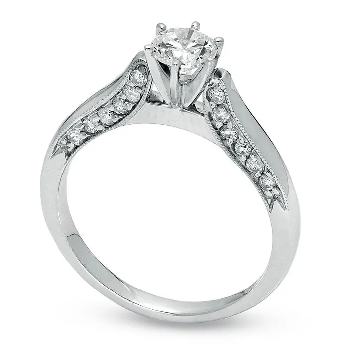 Goldia Rings 075 CT TW Natural Diamond Milgrain Engagement Ring in Solid 14K White Gold Goldia Rings 075 CT TW Natural Diamond Milgrain Engagement Ring in Solid 14K White Gold