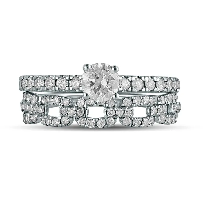 Goldia Rings 10 CT TW Natural Diamond Rolo Chain Link Bridal Engagement Ring Set in Solid 10K White Gold Goldia Rings 10 CT TW Natural Diamond Rolo Chain Link Bridal Engagement Ring Set in Solid 10K White Gold