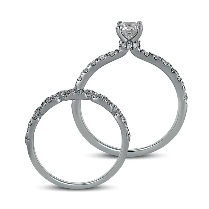 Goldia Rings 10 CT TW Natural Diamond Rolo Chain Link Bridal Engagement Ring Set in Solid 10K White Gold Goldia Rings 10 CT TW Natural Diamond Rolo Chain Link Bridal Engagement Ring Set in Solid 10K White Gold