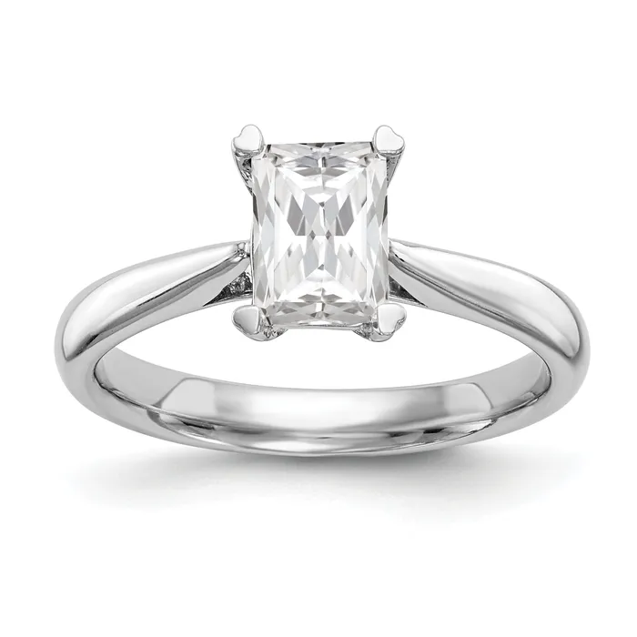 Goldia Rings 100ct CZ Solid Real 14k White Gold Emerald Solitaire Engagement Ring