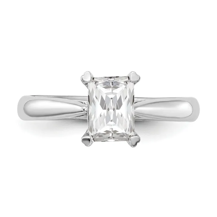 Goldia Rings 100ct CZ Solid Real 14k White Gold Emerald Solitaire Engagement Ring