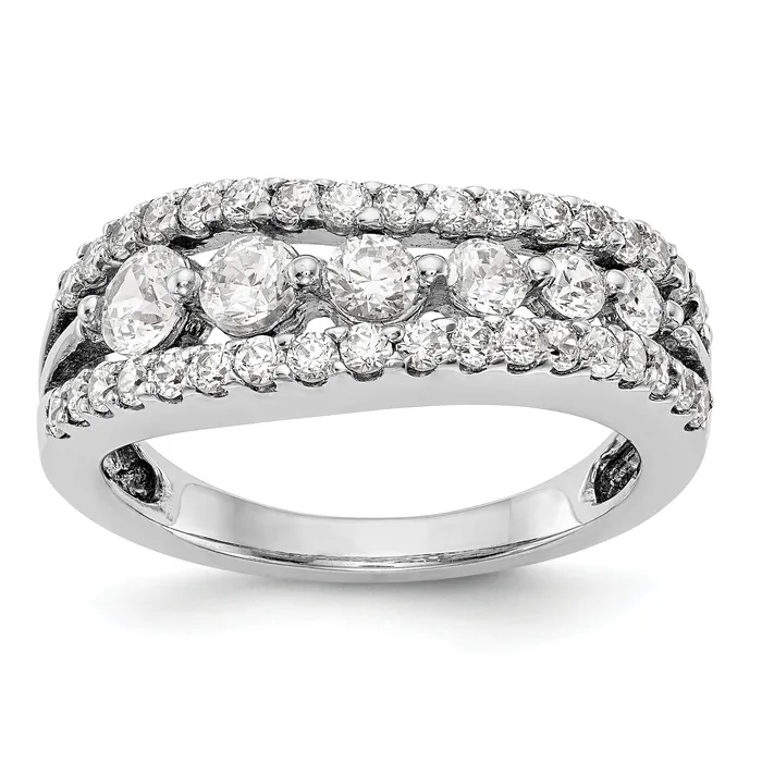 Goldia Rings 133ct CZ Solid Real 14K White Gold Wedding Band Ring