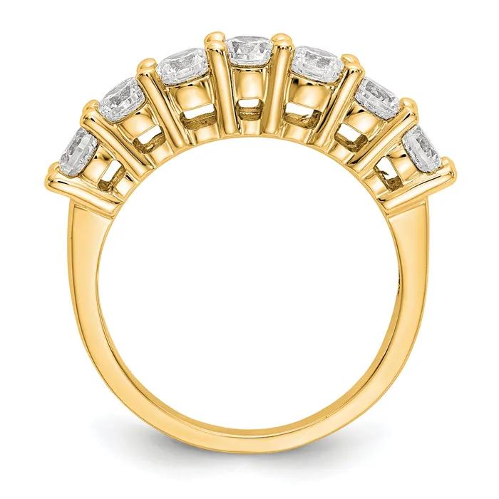 Goldia Rings 140ct CZ Solid Real 14K Yellow Gold 7Stone Wedding Band Ring