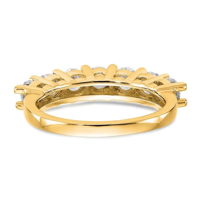 Goldia Rings 140ct CZ Solid Real 14K Yellow Gold 7Stone Wedding Band Ring