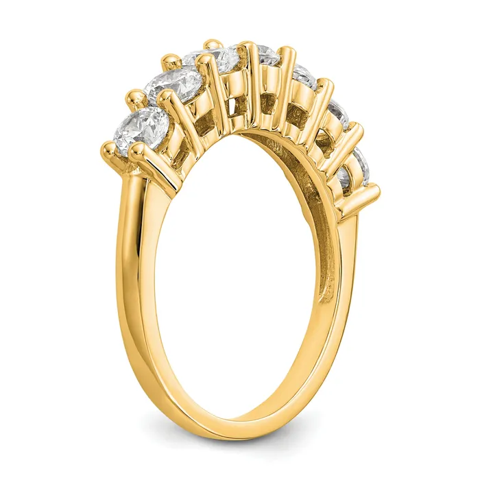 Goldia Rings 140ct CZ Solid Real 14K Yellow Gold 7Stone Wedding Band Ring