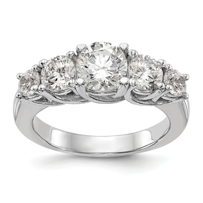Goldia Rings 144ct CZ Solid Real 14K White Gold 5Stone Engagement Ring
