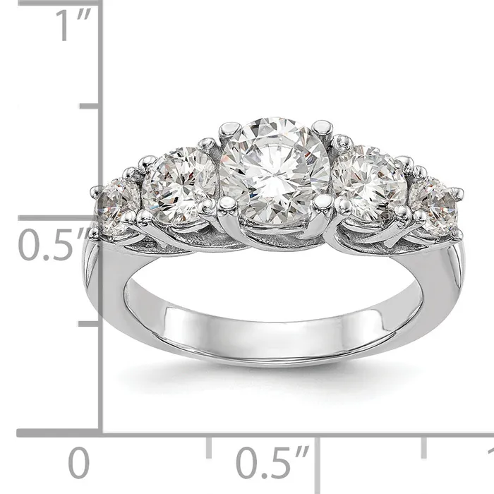 Goldia Rings 144ct CZ Solid Real 14K White Gold 5Stone Engagement Ring