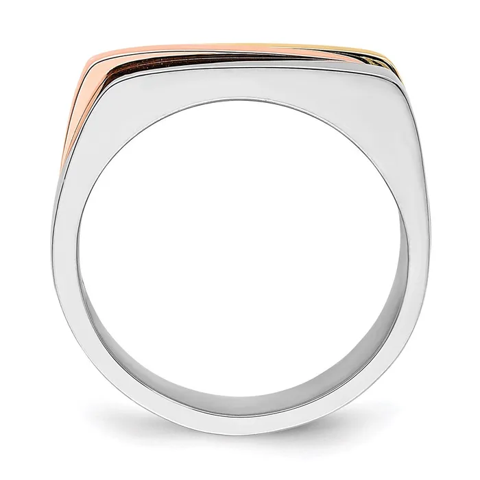 Goldia Rings 14k Tricolor Gold Contemporary Flat Top Band