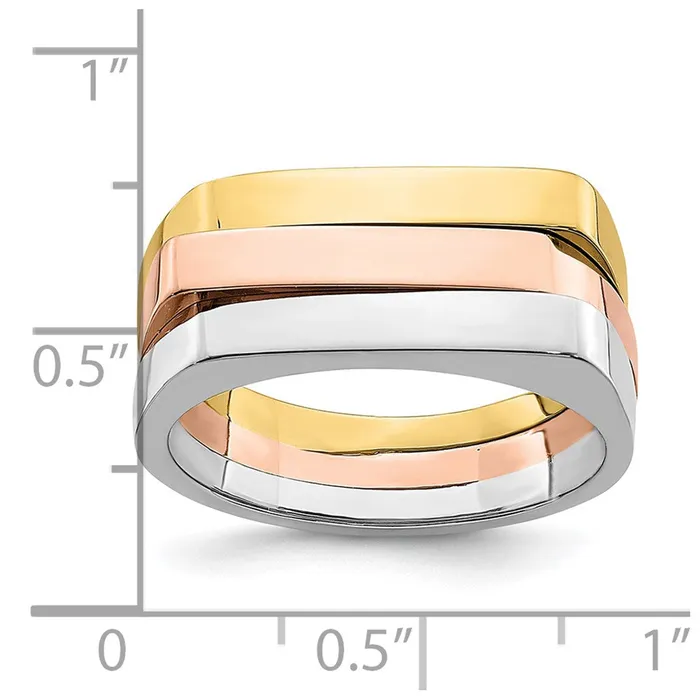 Goldia Rings 14k Tricolor Gold Contemporary Flat Top Band
