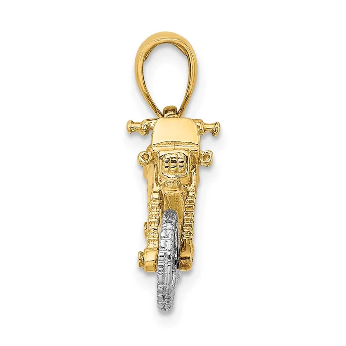 Goldia Rings 14k Twotone Gold 3D Moveable Dirt Bike Motorcycle Charm