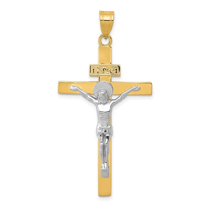 Goldia Rings 14k Twotone Gold INRI Crucifix Pendant