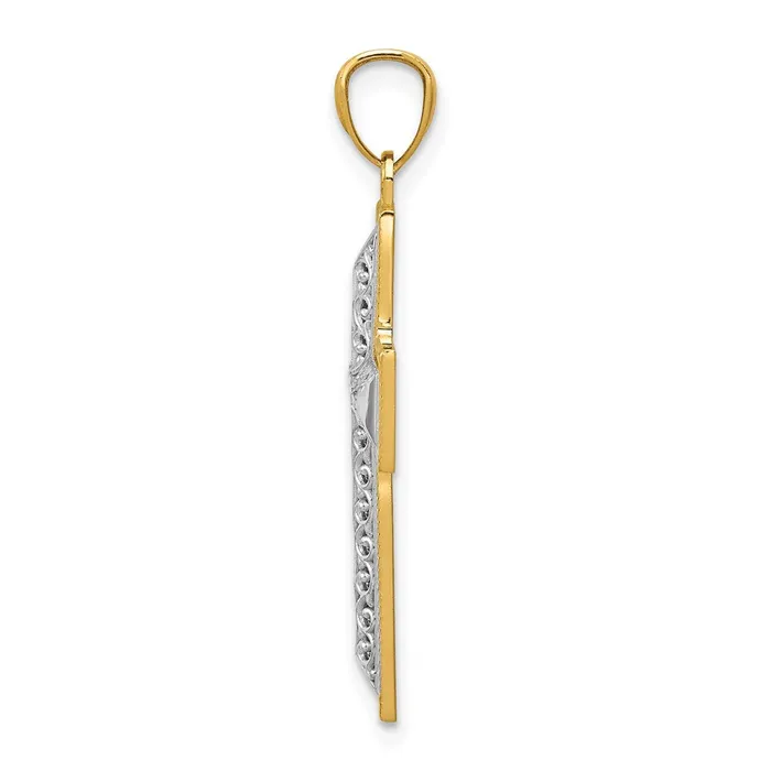 Goldia Rings 14k Twotone Gold Polished Filigree Cross Pendant