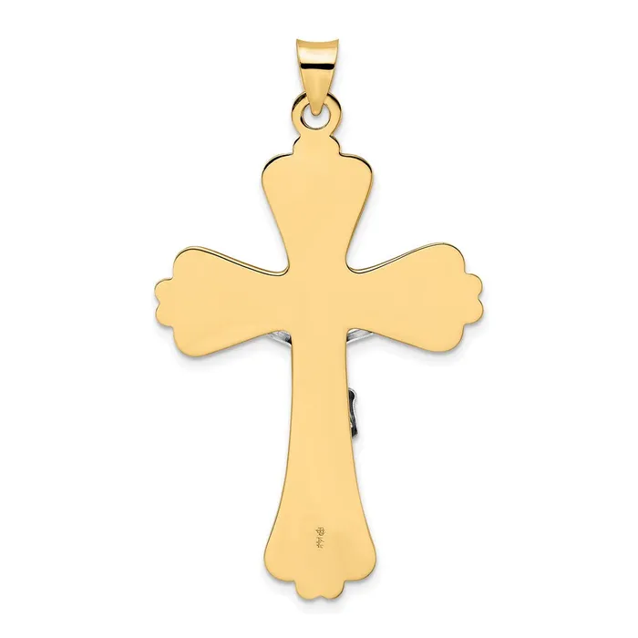 Goldia Rings 14k Twotone Gold Polished Solid Fancy INRI Crucifix Pendant