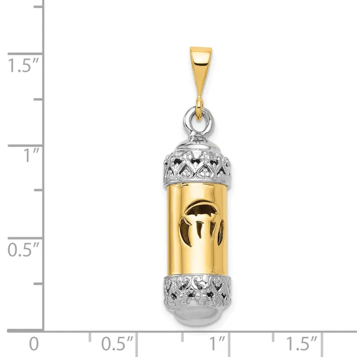 Goldia Rings 14k Twotone Gold Twotone Gold 3D Mezuzah WShin Charm