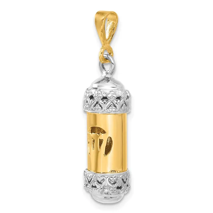 Goldia Rings 14k Twotone Gold Twotone Gold 3D Mezuzah WShin Charm