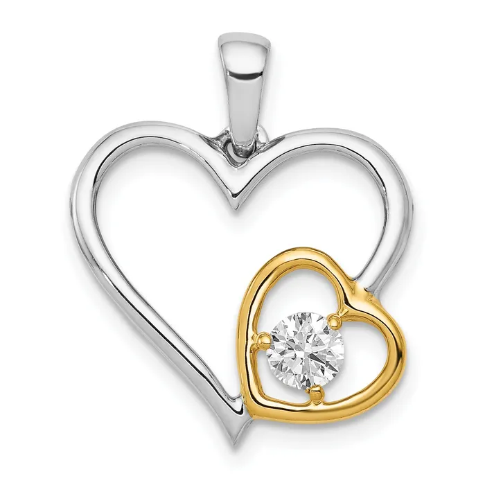 Goldia Rings 14k Twotone Two Tone 15 Ct Lab Grown Diamond VSSI G Double Heart Pendant Goldia Rings 14k Twotone Two Tone 15 Ct Lab Grown Diamond VSSI G Double Heart Pendant