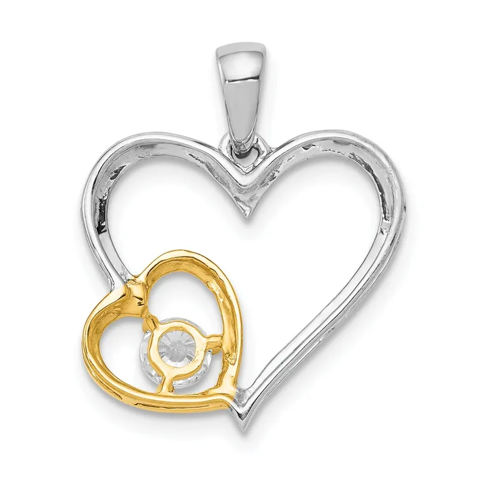 Goldia Rings 14k Twotone Two Tone 15 Ct Lab Grown Diamond VSSI G Double Heart Pendant