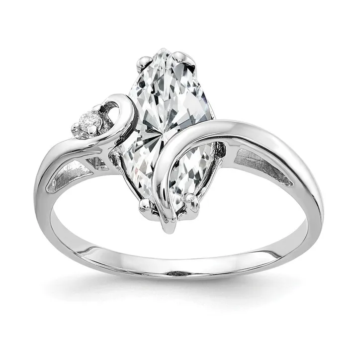 Goldia Rings 14k White Gold 12x6mm Marquise Cubic Zirconia VS Diamond ring