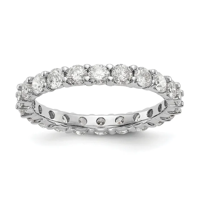 Goldia Rings 14k White Gold 2 Ct Lab Grown Diamond VSSI G Shared Prong Eternity Band Ring Goldia Rings 14k White Gold 2 Ct Lab Grown Diamond VSSI G Shared Prong Eternity Band Ring