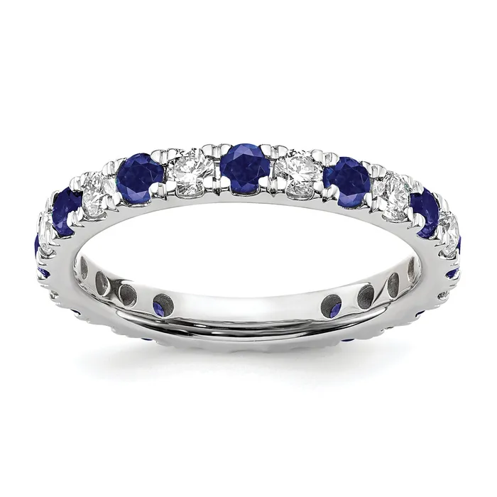 Goldia Rings 14k White Gold 34 Ct Lab Grown Diamond VSSI G and Lab Created Blue Sapphire Eternity Band Ring Goldia Rings 14k White Gold 34 Ct Lab Grown Diamond VSSI G and Lab Created Blue Sapphire Eternity Band Ring