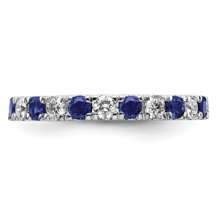 Goldia Rings 14k White Gold 34 Ct Lab Grown Diamond VSSI G and Lab Created Blue Sapphire Eternity Band Ring