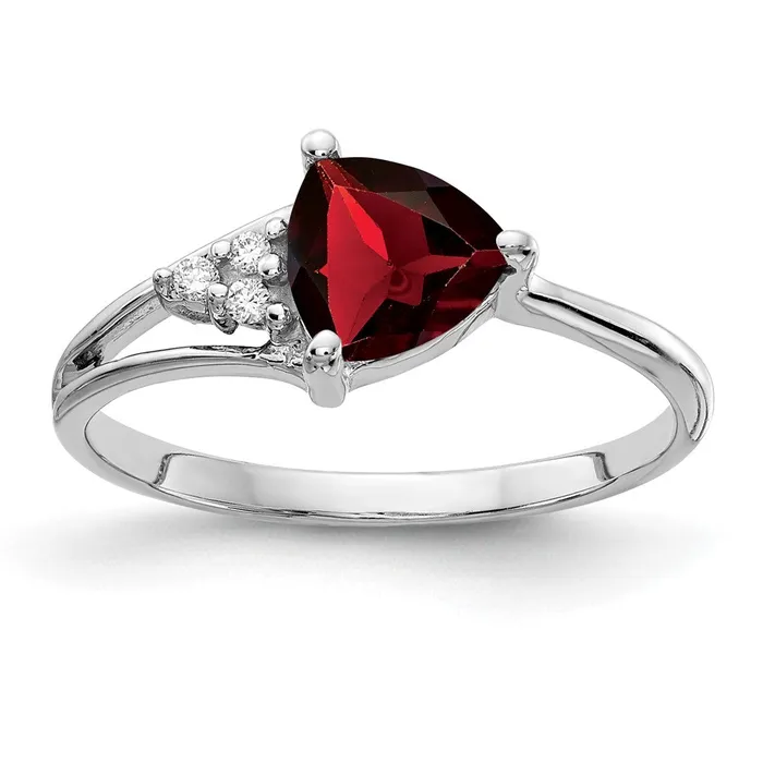 Goldia Rings 14k White Gold 6mm Garnet VS Diamond ring