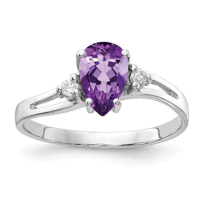 Goldia Rings 14k White Gold 7x5mm Pear Amethyst A Real Diamond ring