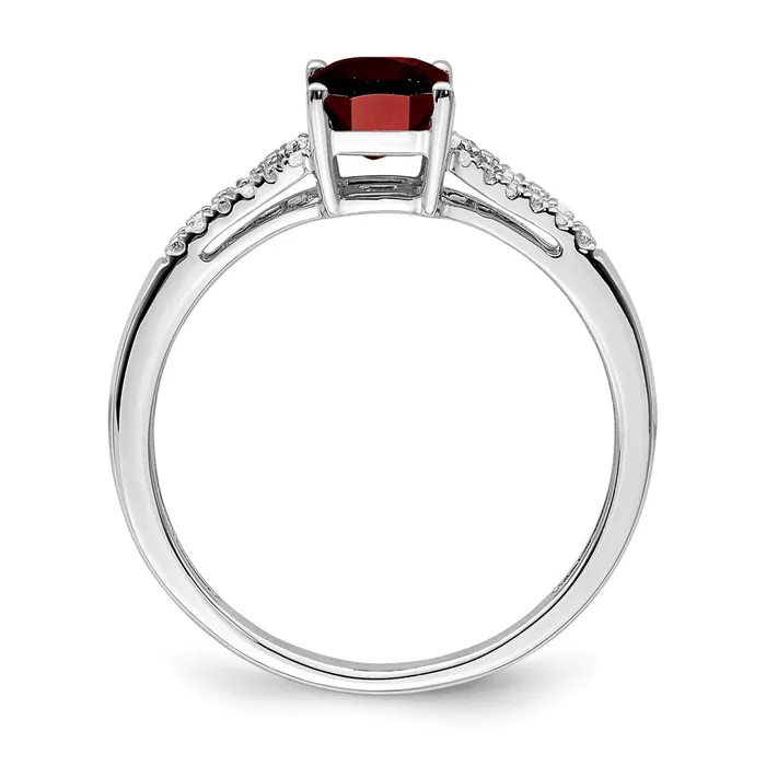 Goldia Rings 14k White Gold Emeraldcut Garnet and Real Diamond Ring