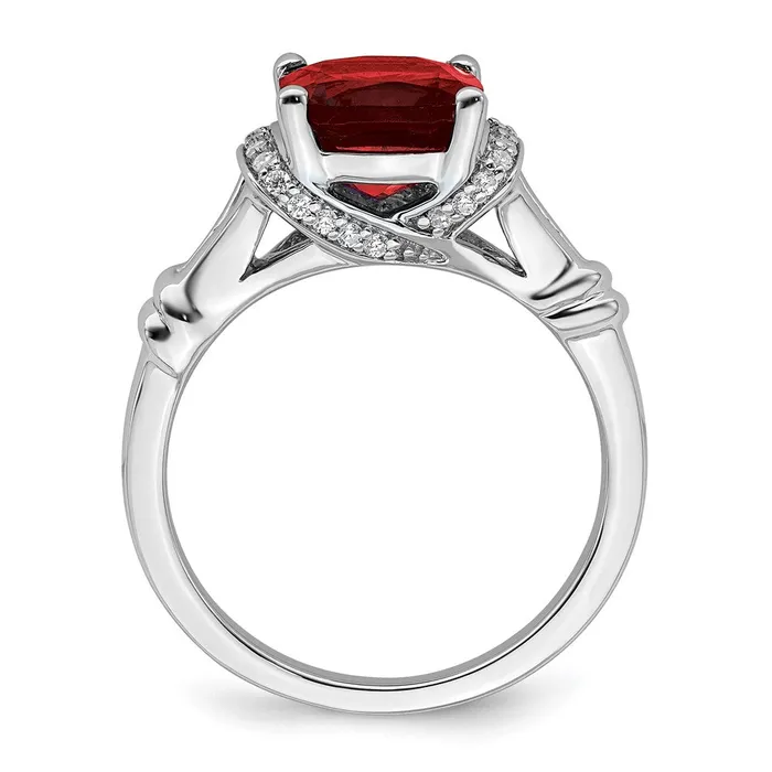 Goldia Rings 14k White Gold Garnet and Real Diamond Ring