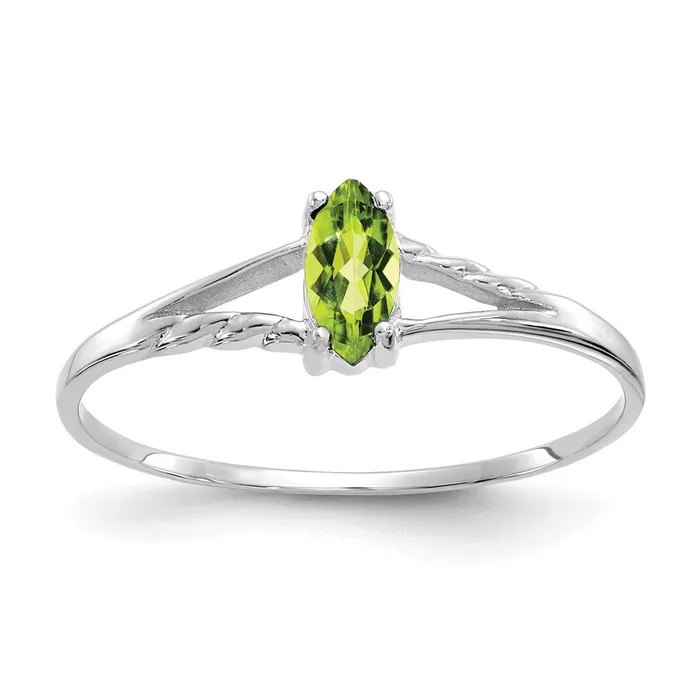 Goldia Rings 14K White Gold Polished Geniune Peridot Birthstone Ring