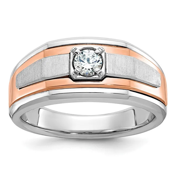 Goldia Rings 14k WhiteRose Gold Twotone Gold WhiteRose Gold Mens Satin 13 carat Diamond Complete Ring Goldia Rings 14k WhiteRose Gold Twotone Gold WhiteRose Gold Mens Satin 13 carat Diamond Complete Ring