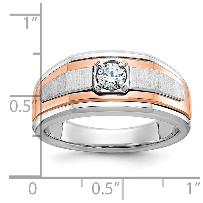 Goldia Rings 14k WhiteRose Gold Twotone Gold WhiteRose Gold Mens Satin 13 carat Diamond Complete Ring