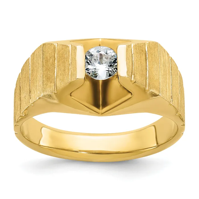Goldia Rings 14k Yellow Gold 13 Ct Lab Grown Diamond VSSI G Polished and Satin Mens Ring Goldia Rings 14k Yellow Gold 13 Ct Lab Grown Diamond VSSI G Polished and Satin Mens Ring