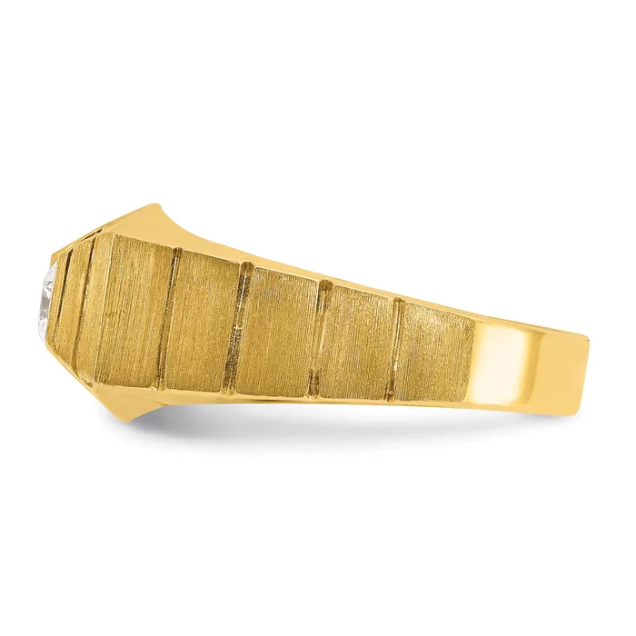Goldia Rings 14k Yellow Gold 13 Ct Lab Grown Diamond VSSI G Polished and Satin Mens Ring