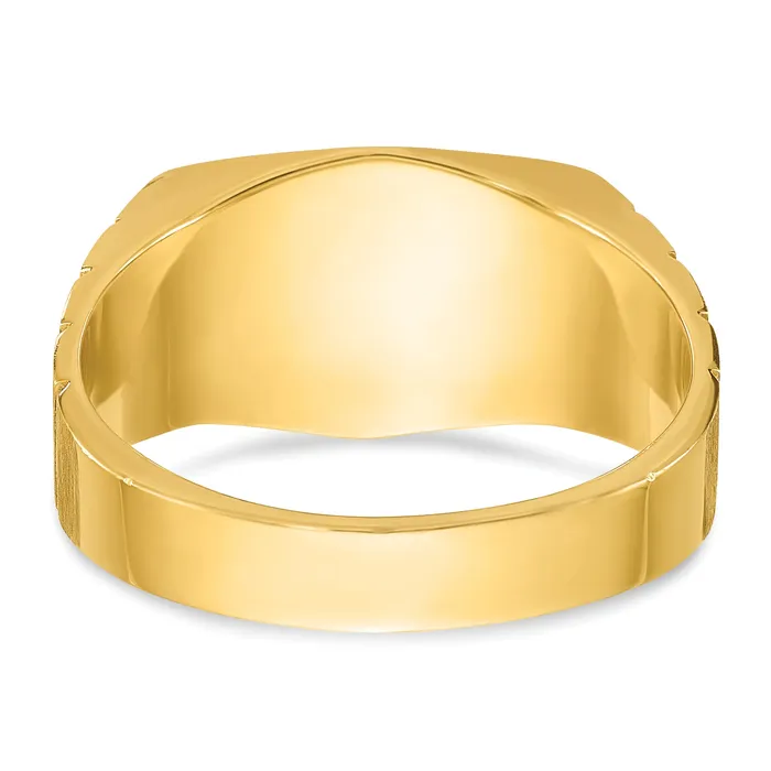 Goldia Rings 14k Yellow Gold 13 Ct Lab Grown Diamond VSSI G Polished and Satin Mens Ring