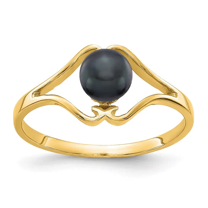 Goldia Rings 14K Yellow Gold 5mm Black FW Cultured Pearl ring