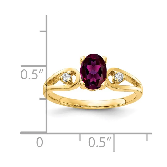 Goldia Rings 14k Yellow Gold 7x5mm Oval Rhodolite Garnet AAA Diamond ring