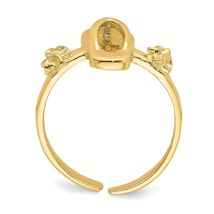 Goldia Rings 14k Yellow Gold Adjustable FlipFlop and Flower Toe Ring