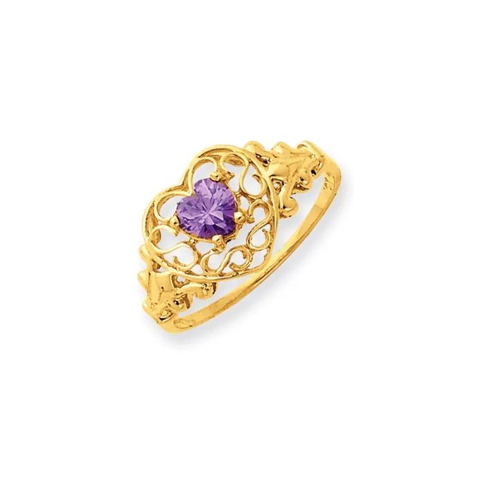 Goldia Rings 14K Yellow Gold Amethyst Birthstone Ring