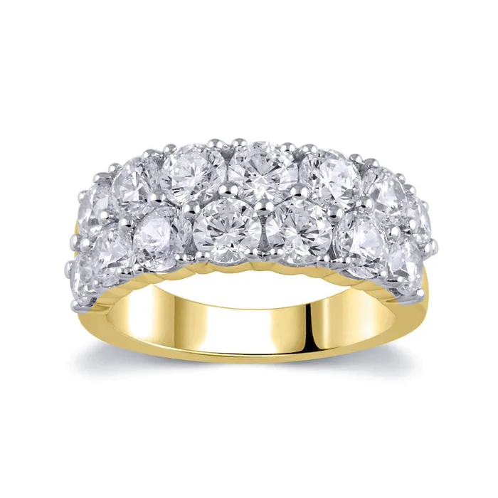 Goldia Rings 4 CT TW Natural Diamond Double Row Anniversary Ring in Solid 10K Yellow Gold Goldia Rings 4 CT TW Natural Diamond Double Row Anniversary Ring in Solid 10K Yellow Gold