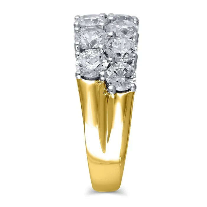 Goldia Rings 4 CT TW Natural Diamond Double Row Anniversary Ring in Solid 10K Yellow Gold Goldia Rings 4 CT TW Natural Diamond Double Row Anniversary Ring in Solid 10K Yellow Gold
