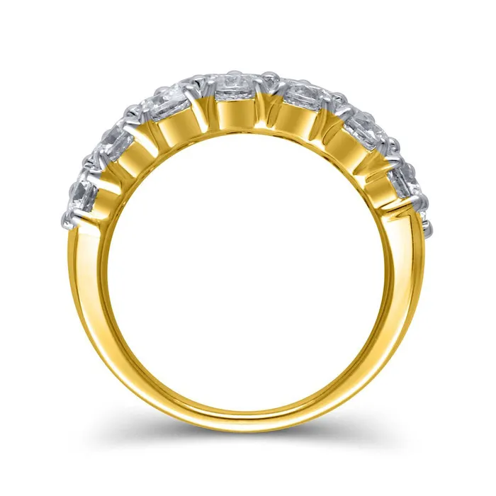 Goldia Rings 4 CT TW Natural Diamond Double Row Anniversary Ring in Solid 10K Yellow Gold Goldia Rings 4 CT TW Natural Diamond Double Row Anniversary Ring in Solid 10K Yellow Gold