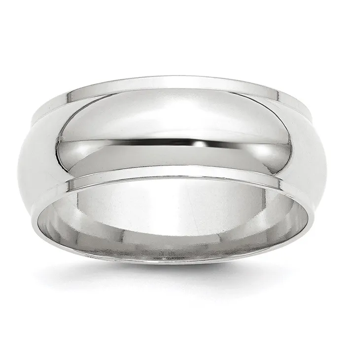 Goldia Rings Solid 10K White Gold 8mm Half Round with Edge MensWomens Wedding Band Ring Size 13