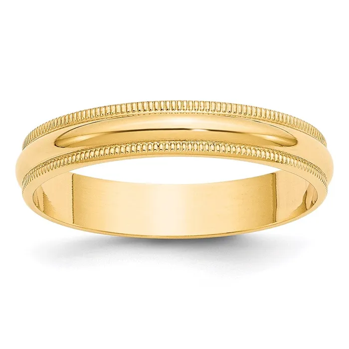 Goldia Rings Solid 10K Yellow Gold 4mm Light Weight Milgrain Half Round MensWomens Wedding Band Ring Size 7 Goldia Rings Solid 10K Yellow Gold 4mm Light Weight Milgrain Half Round MensWomens Wedding Band Ring Size 7