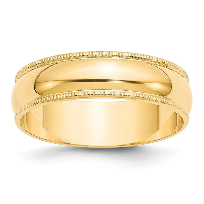 Goldia Rings Solid 10K Yellow Gold 6mm Light Weight Milgrain Half Round MensWomens Wedding Band Ring Size 11 Goldia Rings Solid 10K Yellow Gold 6mm Light Weight Milgrain Half Round MensWomens Wedding Band Ring Size 11