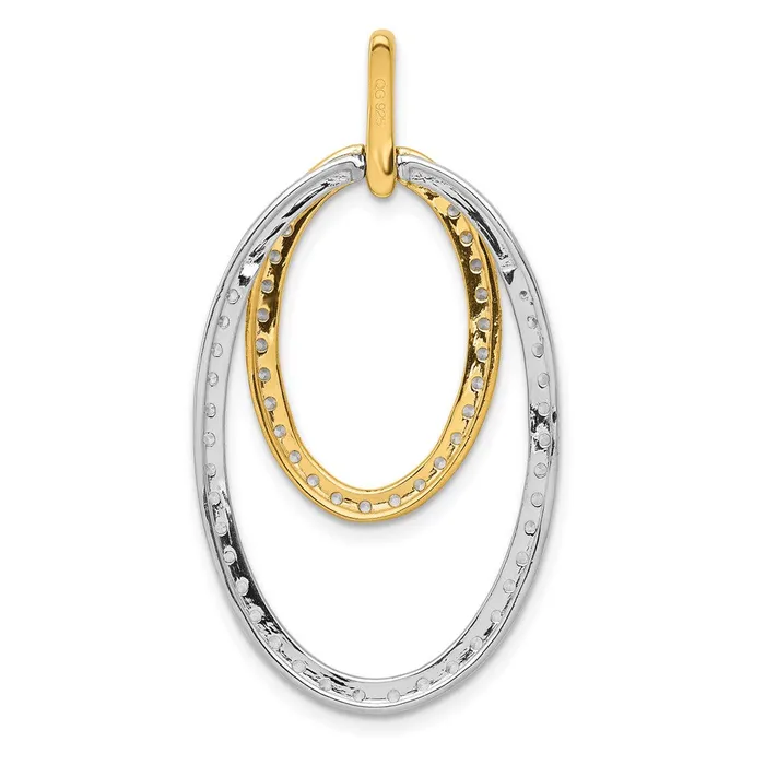 Goldia Rings Solid 14k Twotone 1ct Simulated CZ Double Oval Pendant Goldia Rings Solid 14k Twotone 1ct Simulated CZ Double Oval Pendant