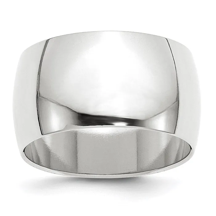 Goldia Rings Solid 14K White Gold 12mm Half Round MensWomens Wedding Band Ring Size 135