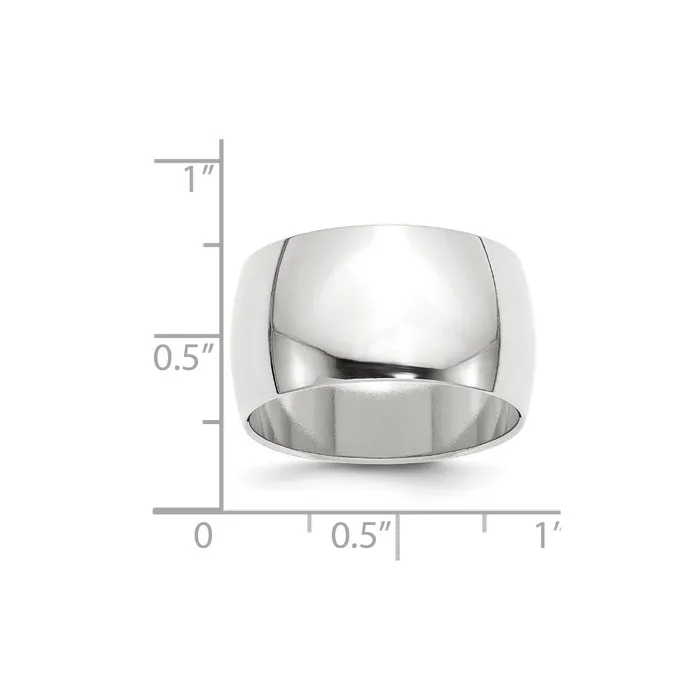 Goldia Rings Solid 14K White Gold 12mm Half Round MensWomens Wedding Band Ring Size 135 Goldia Rings Solid 14K White Gold 12mm Half Round MensWomens Wedding Band Ring Size 135