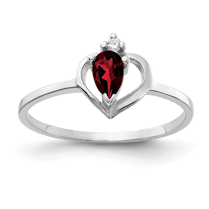 Goldia Rings Solid 14k White Gold 5x3mm Pear Simulated Garnet AAA CZ Ring